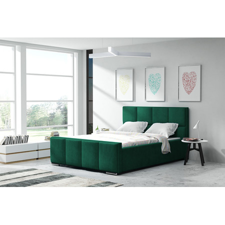 Postel OLIVIA 13 STANDARD 90x200 cm - stříbrné nohy Tmavě zelená Signal-nabytek