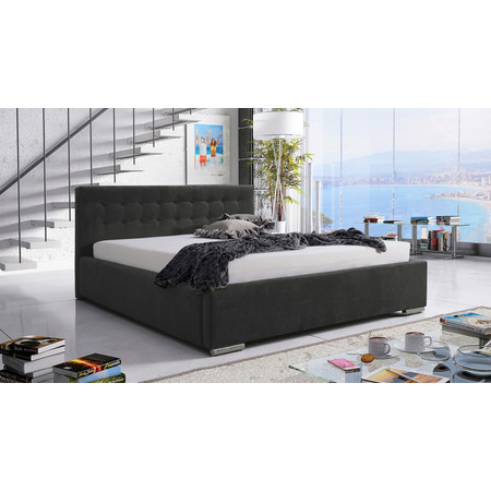 Postel PIPER 01 STANDARD 90x200 cm - stříbrné nohy Tmavě šedá Signal-nabytek