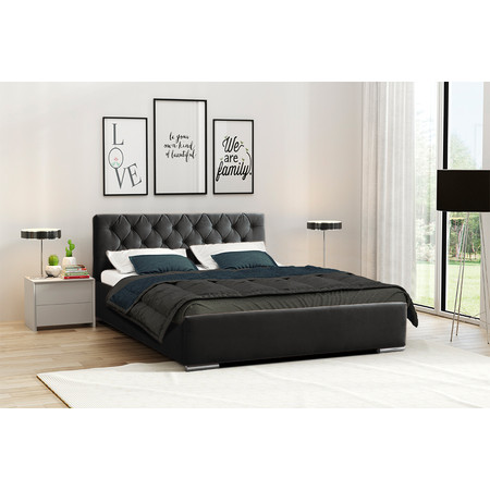 Postel RYAN 06 STANDARD 90x200 cm - stříbrné nohy Tmavě šedá Signal-nabytek