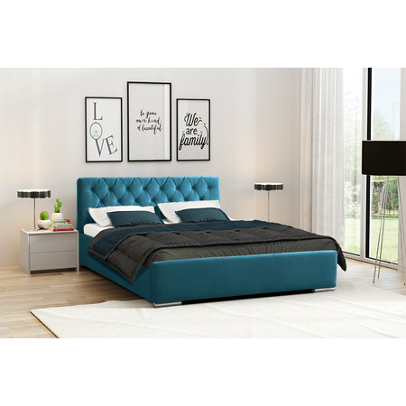 Postel RYAN 06 STANDARD 90x200 cm - stříbrné nohy Tmavě tyrkysová Signal-nabytek