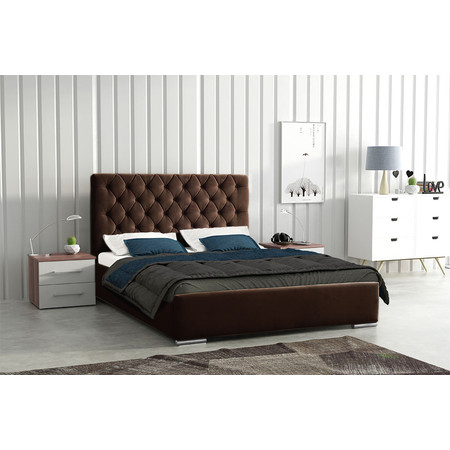 Postel RYAN 06+2 STANDARD 180x200 cm +2 - stříbrné nohy Tmavě hnědá Signal-nabytek