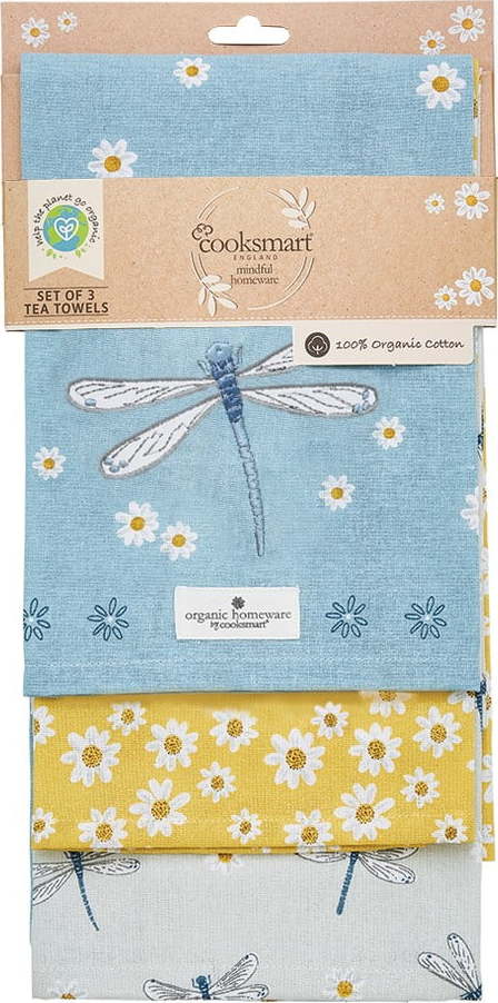 Utěrky z bio bavlny v sadě 3 ks 45x65 cm English Meadow – Cooksmart ® Cooksmart