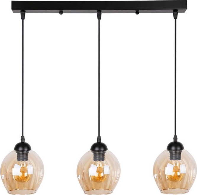 Černé závěsné svítidlo se skleněným stínidlem 14x70 cm Aspa – Candellux Lighting Candellux Lighting