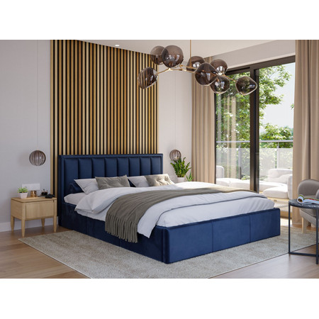 Čalouněná postel MOON rozměr 180x200 cm Tmavě modrá TT-FURNITURE