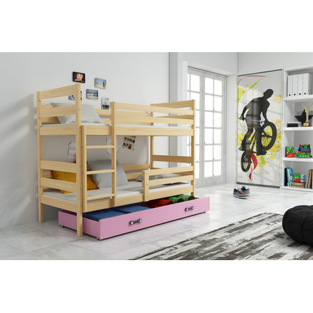 Dětská patrová postel ERYK 190x80 cm Ružové Borovice BMS