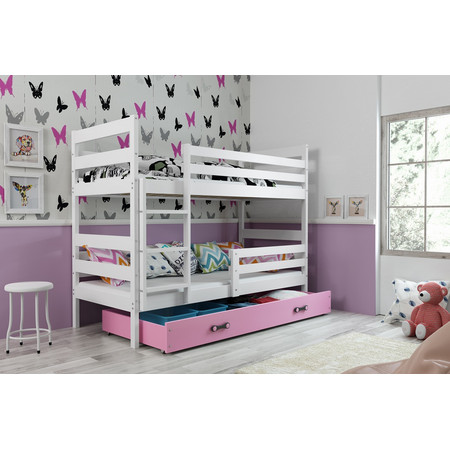 Dětská patrová postel ERYK 200x90 cm Ružové Bílá BMS