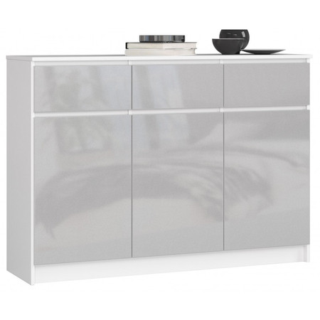 Komoda K140 3D3SZ bílá/metalik lesk Akord
