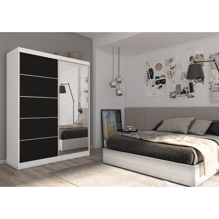 Kvalitní Šatní Skříň Makira 160 cm Bílá/černá Furniture