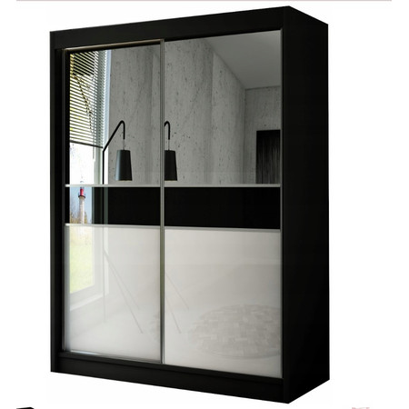 Kvalitní Šatní Skříň Tito 200 cm Vanilka Černý mat Furniture