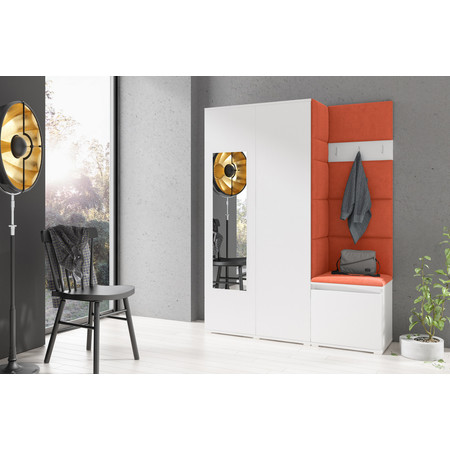 Předsíňová stěna EMI 11 Oranžová Bílá Se zrcadlem SG-nábytek