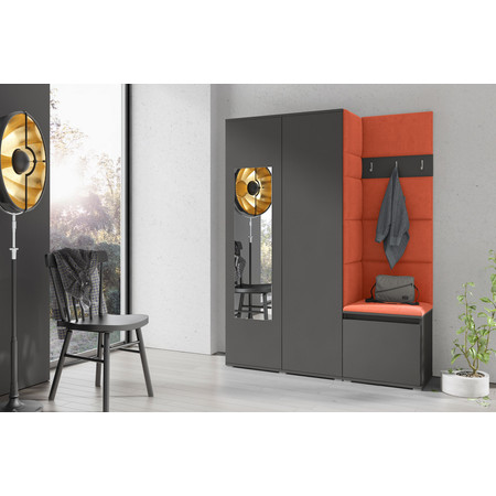 Předsíňová stěna EMI 11 Oranžová Grafit Se zrcadlem SG-nábytek