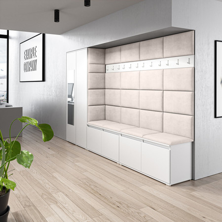 Předsíňová stěna EMI 9 Krémová Bílá Se zrcadlem SG-nábytek