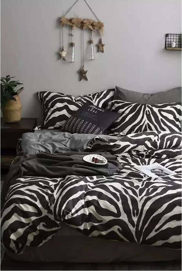 Černobílé bavlněné povlečení na dvoulůžko/prodloužené s prostěradlem 200x220 cm – Mila Home Mila Home