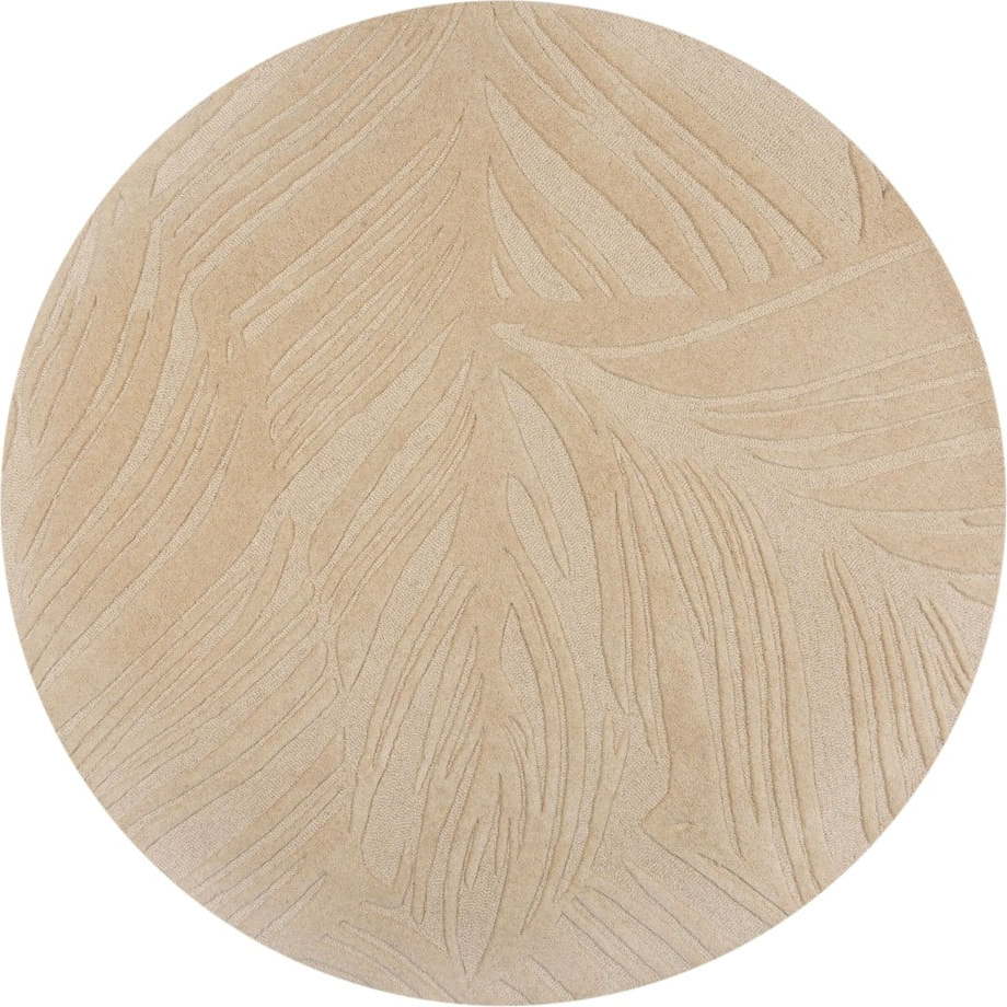 Béžový vlněný kulatý koberec ø 160 cm Leaf - Flair Rugs Flair Rugs