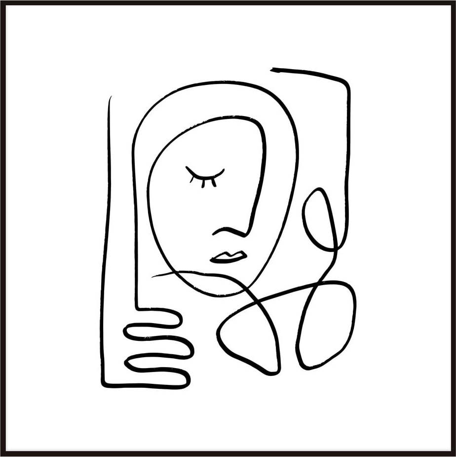 Plakát v rámu 50x50 cm Linear Face – Styler Styler