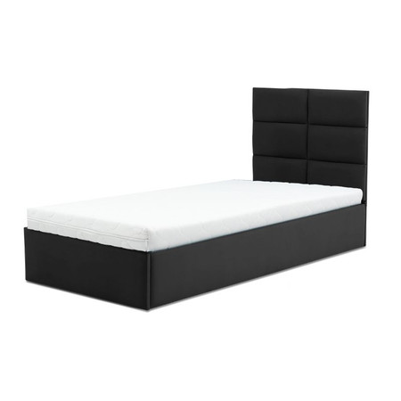 Čalouněná postel TORES II s pěnovou matrací rozměr 90x200 cm - Eko-kůže Černá eko-kůže SG-nábytek
