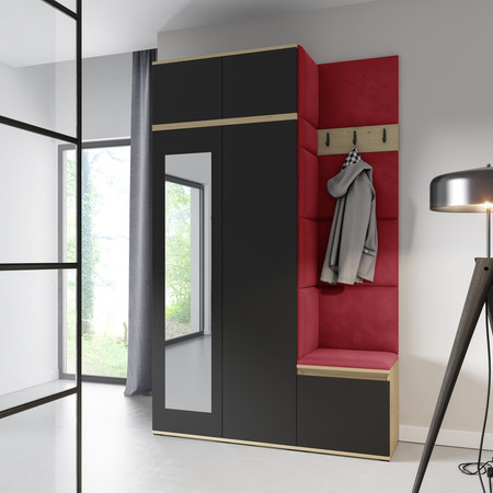 Předsíňová stěna EMI 20 Červená Dub artisan/černá SG-nábytek
