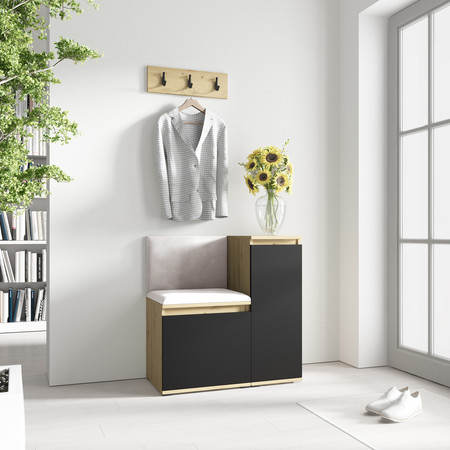 Předsíňová stěna EMI 30 Krémová Dub artisan/černá SG-nábytek