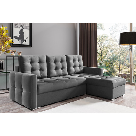 Rozkládací rohová sedací souprava 103 MATTHEW Pravá Tmavě šedá SG-nábytek