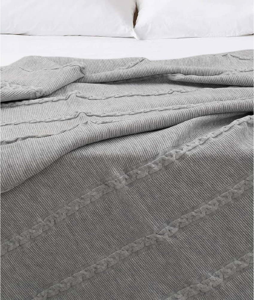 Šedý bavlněný přehoz na dvoulůžko 200x220 cm Trenza – Oyo Concept Oyo Concept