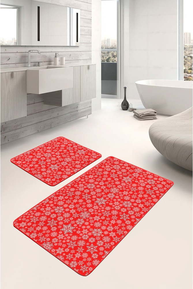 Červené textilní koupelnové předložky v sadě 2 ks 60x100 cm – Mila Home Mila Home
