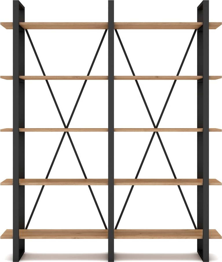 Černý/přírodní regál v dekoru dubu 150x180 cm Aviva – Marckeric Marckeric