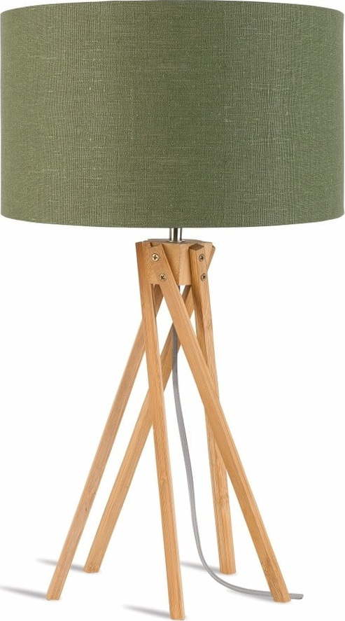 Stolní lampa se zeleným stínidlem a konstrukcí z bambusu Good&Mojo Kilimanjaro Good&Mojo