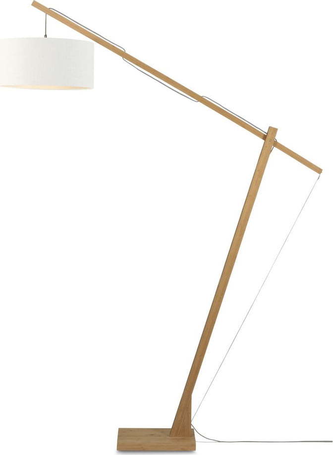 Stojací lampa s bílým stínidlem a konstrukcí z bambusu Good&Mojo Montblanc Good&Mojo