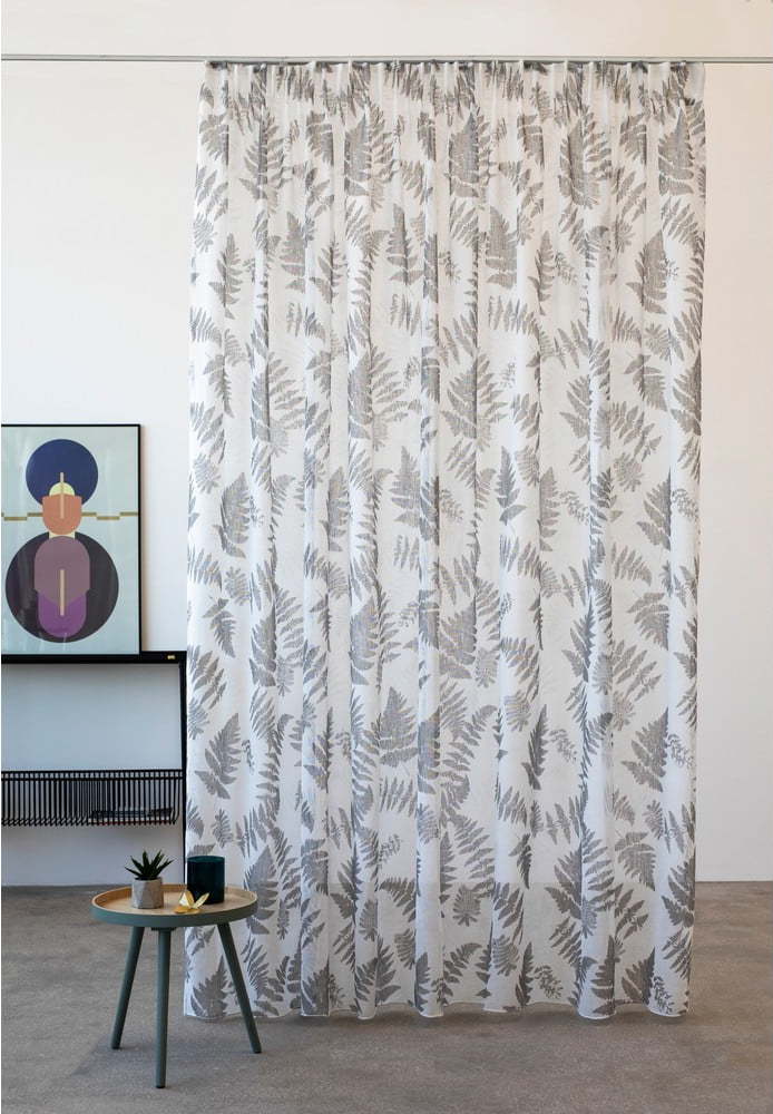 Bílo-šedá záclona 300x260 cm Feriga – Mendola Fabrics Mendola Fabrics