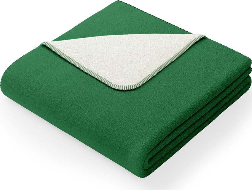 Zelená deka s příměsí bavlny AmeliaHome Virkkuu