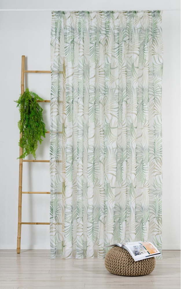 Zeleno-béžová záclona 300x260 cm Palmas – Mendola Fabrics Mendola Fabrics