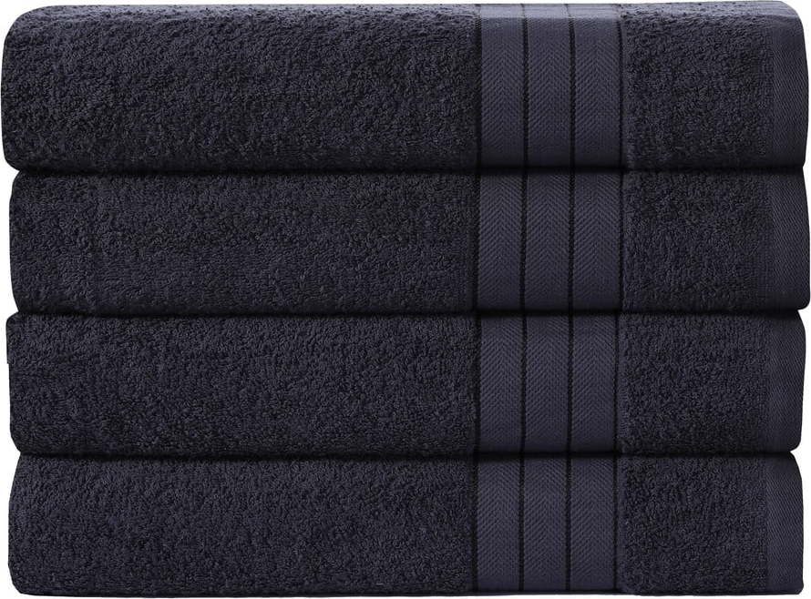 Černé bavlněné ručníky v sadě 4 ks 50x100 cm – Good Morning GOOD MORNING