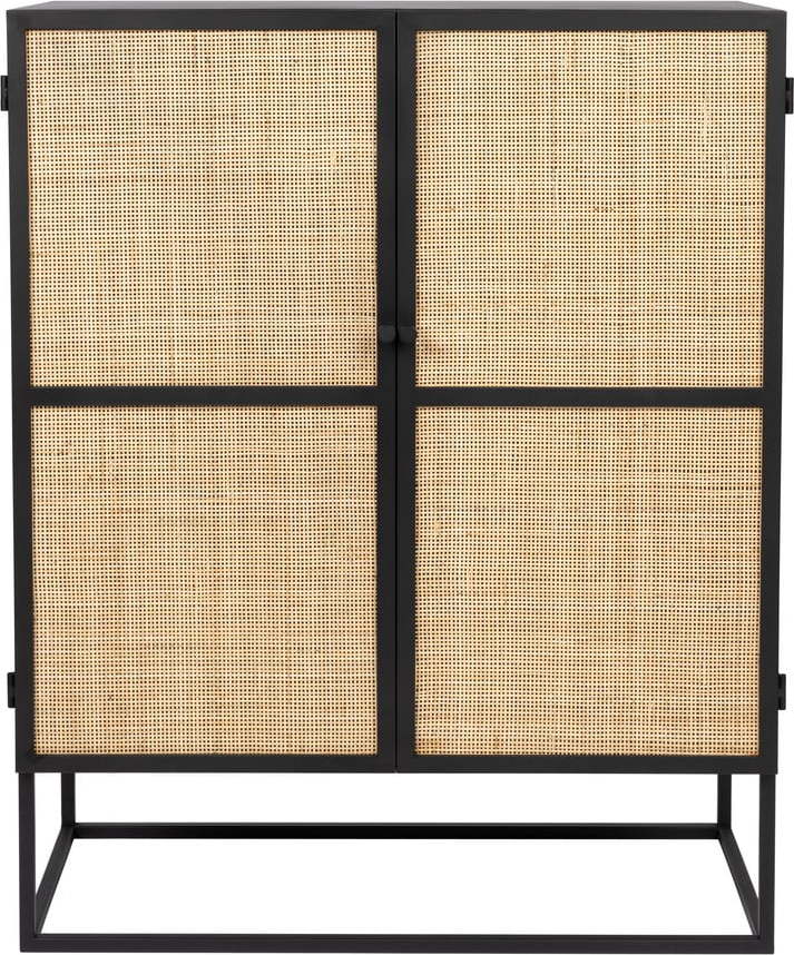Černá ratanová vysoká komoda 80x100 cm Guuji - White Label White Label