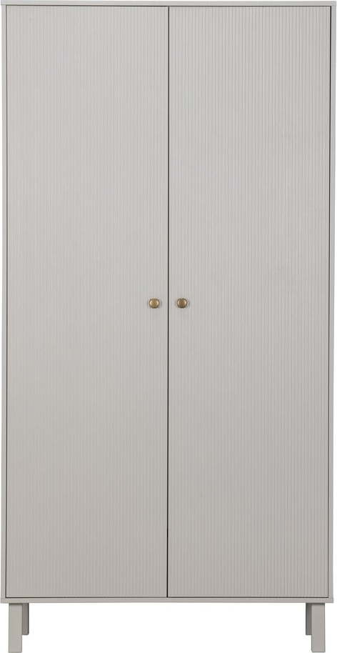 Světle šedá šatní skříň z borovicového dřeva 100x195 cm Madu – WOOOD WOOOD