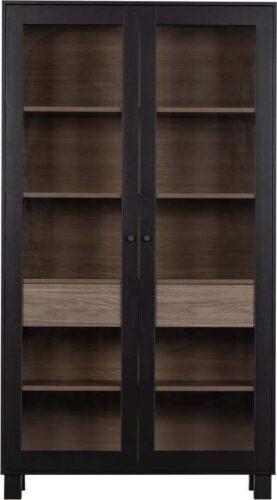 Černá vitrína z borovicového dřeva 110x200 cm Goos – WOOOD WOOOD