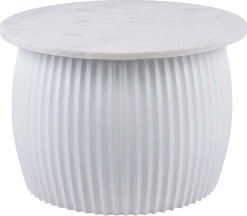 Bílý kulatý konferenční stolek s deskou v dekoru mramoru ø 52 cm Luscious – Leitmotiv Leitmotiv