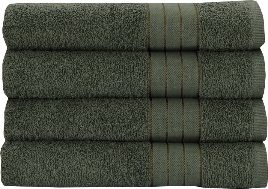 Tmavě zelené bavlněné ručníky v sadě 4 ks 50x100 cm – Good Morning GOOD MORNING
