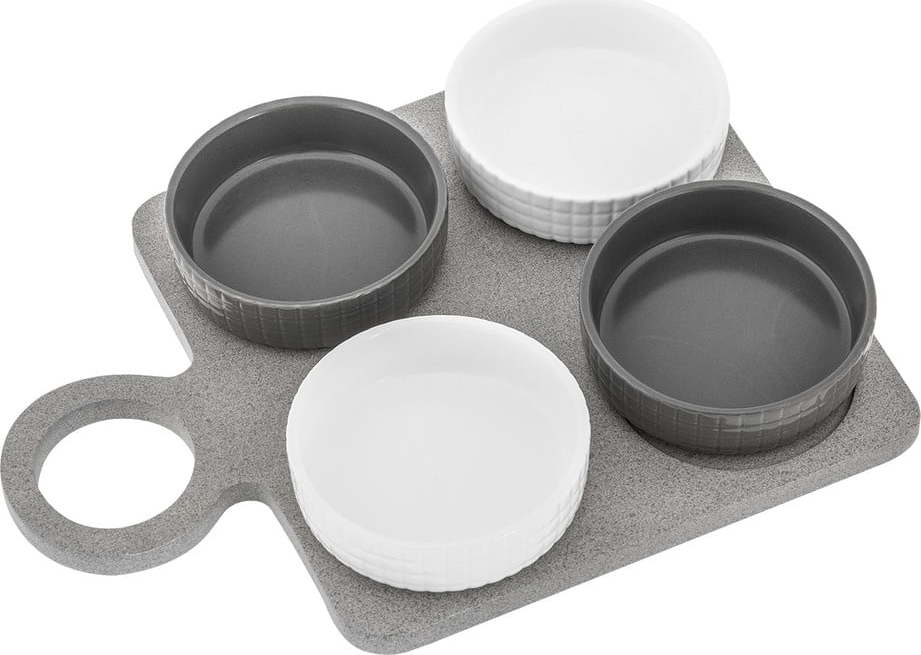 Set 4 servírovacích misek s podnosem Villa Altachiara Yin&Yang