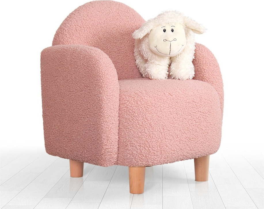 Růžové dětské křesílko z textilie bouclé Moylo – Balcab Home Balcab Home