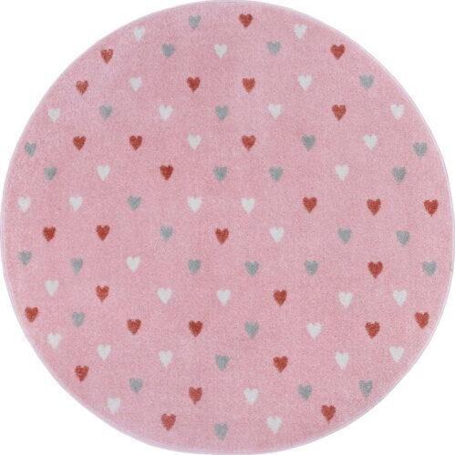Růžový dětský koberec ø 100 cm Little Hearts – Hanse Home Hanse Home