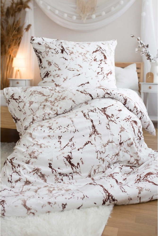 Bílo-hnědé povlečení na jednolůžko z mikroplyše 140x200 cm – Jerry Fabrics Jerry Fabrics