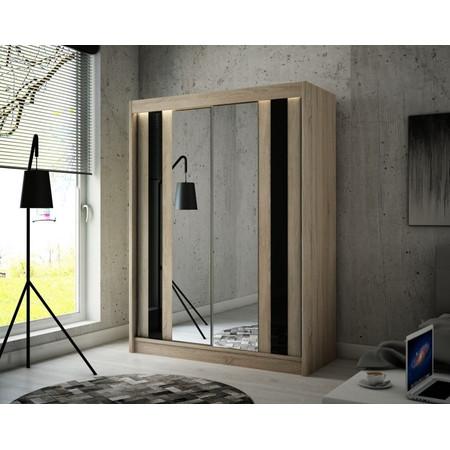 Kvalitní Šatní Skříň Como 200 cm Černá Dub Sonoma Furniture