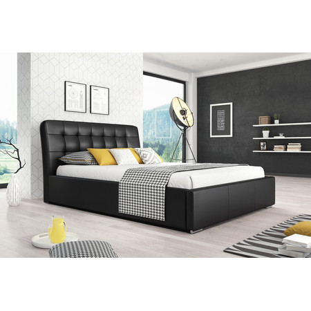 MALAGA kárpitozott ágy (fekete) 160x200 cm TT-FURNITURE