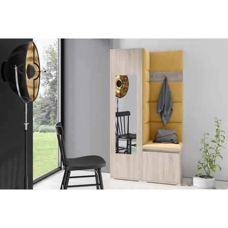 Předsíňová stěna AMI 13 Žlutá Dub sonoma Se zrcadlem Signal-nabytek