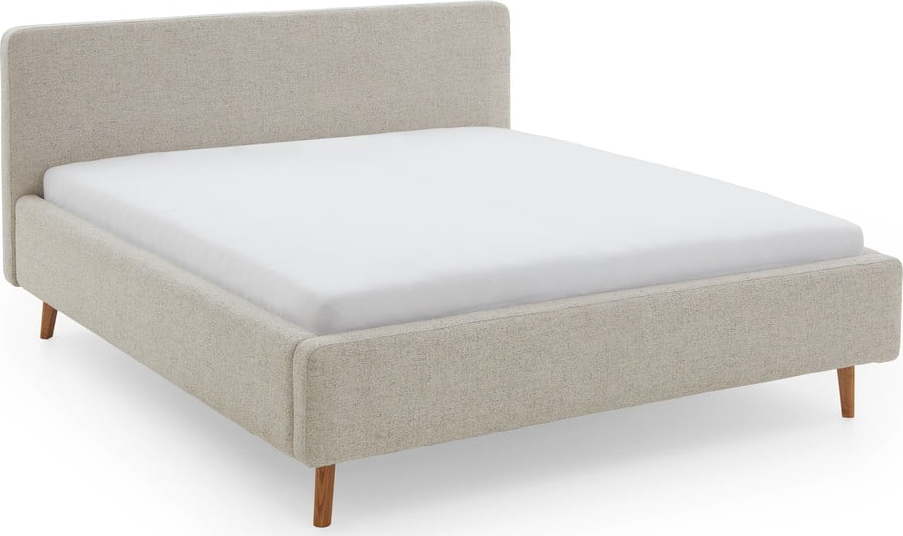 Béžová čalouněná dvoulůžková postel s úložným prostorem a roštem 160x200 cm Mattis – Meise Möbel Meise Möbel