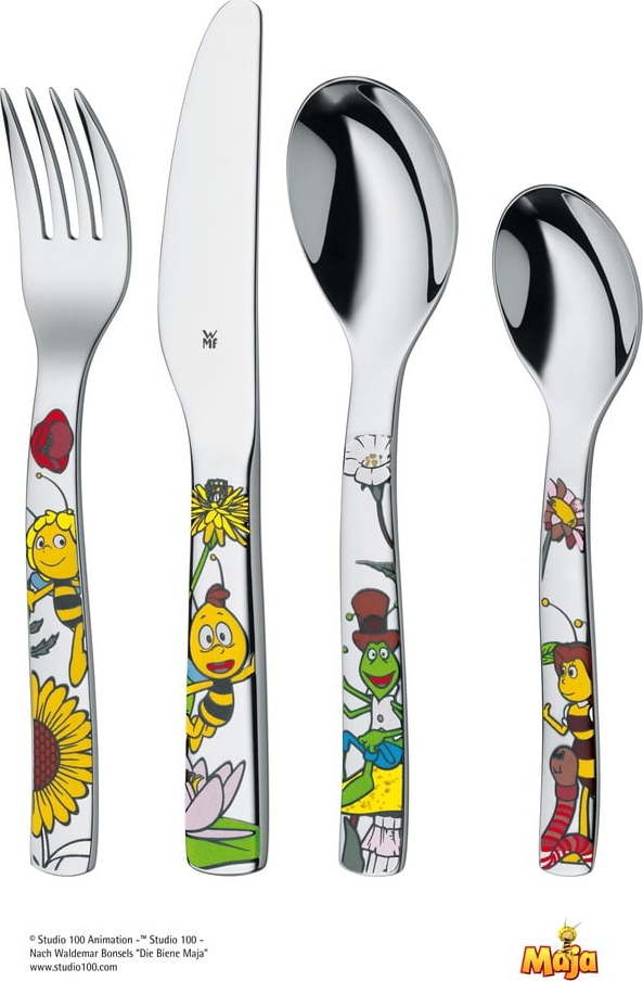 4dílná sada dětských nerezových příborů WMF Cromargan® Včelka Mája WMF