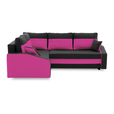 Rohová rozkládací sedací souprava GRANDE PLUS - color mikro Levá Černá + Růžová SG-nábytek
