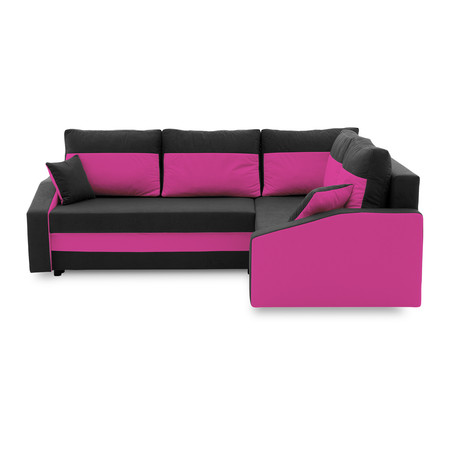 Rohová rozkládací sedací souprava GRANDE PLUS - color mikro Pravá Černá + Růžová SG-nábytek