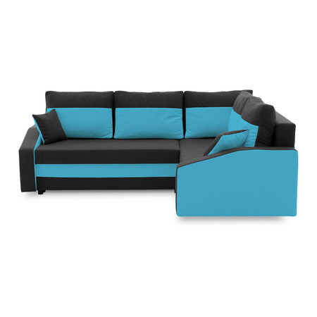 Rohová rozkládací sedací souprava GRANDE PLUS - color mikro Pravá Černá + Tyrkysová SG-nábytek