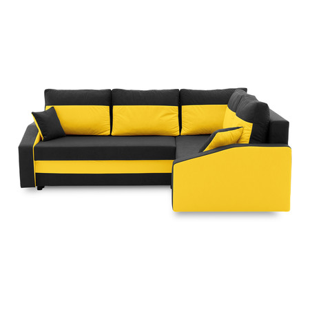 Rohová rozkládací sedací souprava GRANDE PLUS - color mikro Pravá Černá + Žlutá SG-nábytek